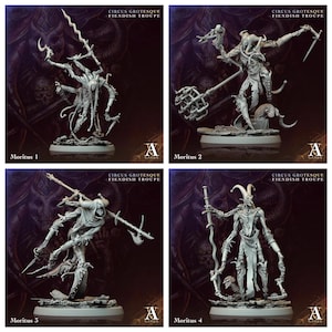 Juegos de archvillanos impresos en 3D Moritus Circus Grotesque Fiendish Troupe 28 32 mm D&D