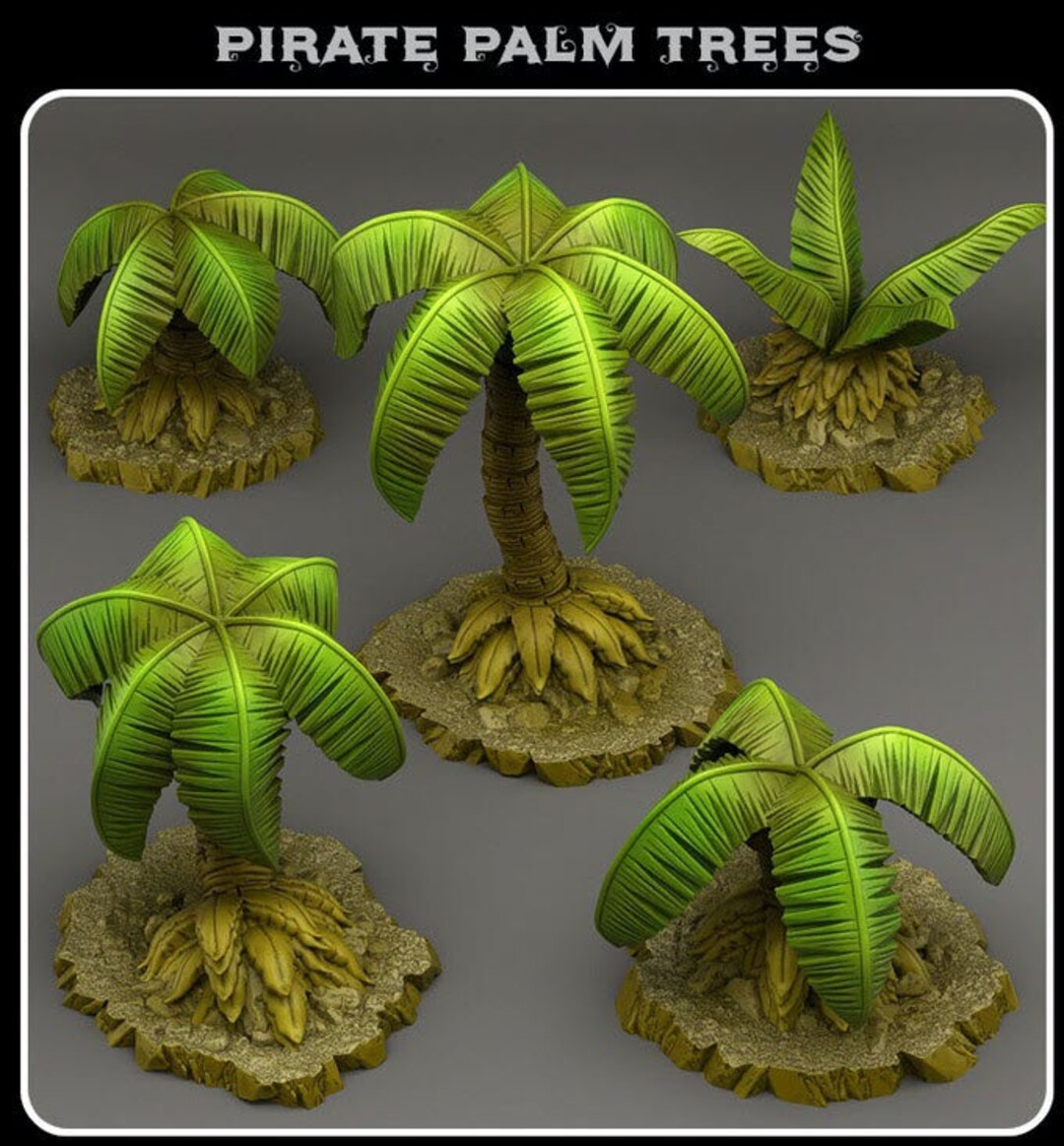 3D Printed Fantastic Plants and Rocks Pirates Palm Trees 28mm 32mm D&amp;D ...