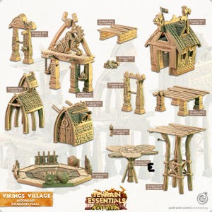 3D Printed Cast n Play Modular Dragon's Hall Vikings Village Set 28mm 32mm D&D