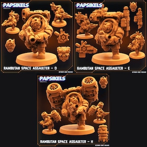 3D Printed Papsikels Cyberpunk Sci-Fi Rambutan Space Assaulters Set 2 - 28mm 32mm