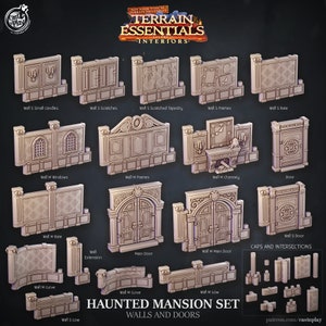 3D Printed Cast n Play Haunted Mansion Walls And Doors Terrain Essentials 28mm 32mm D&D
