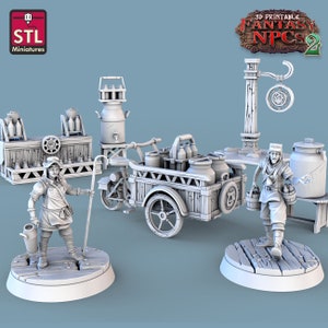 3D プリント STL ミニチュア ミルクマン セット ファンタジー NPC 2 | 28 - 32 mm 戦争ゲーム D&D