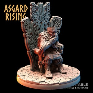 3D Printed Asgard Rising Viking King Eysteinn with Throne 28 32 mm Wargaming DnD