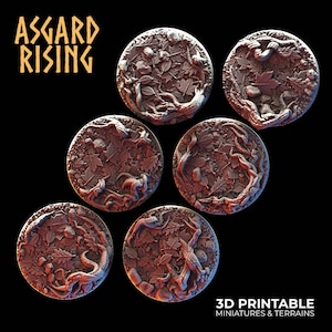 3D Printed Asgard Rising Forest Litter Round Base Set 25 28 32 35 mm Wargaming DnD