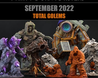 3D Printed Print Your Monsters Total Golems Set 28mm - 32mm D&D Wargaming