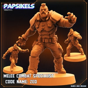 3D Printed Papsikels Cyberpunk Sci-Fi - Melee Combat Specialist Code Name Zed - 28mm 32mm