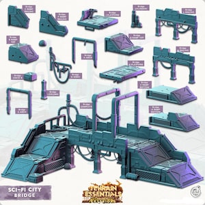 3D Printed Cast n Play Bridge Sci-Fi City Set Terrain Essentials Vol III Exteriors 28mm 32mm D&D