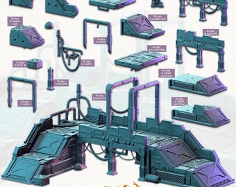 3D Printed Cast n Play Bridge Sci-Fi City Set Terrain Essentials Vol III Exteriors 28mm 32mm D&D