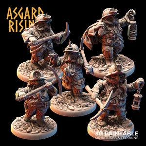 3D Printed Asgard Rising Dwarf Dwarven Miners Set 3 28mm - 32mm