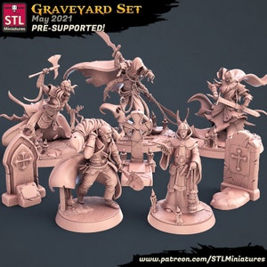 3D Printed STL Miniatures Graveyard Set 28 - 32mm War Gaming D&D