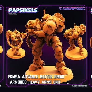 3D-geprinte Papsikels - Fkmsa Advance Battle Droid Armored Heavyarms Set maart 2023 Cyberpunk - 28 mm 32 mm
