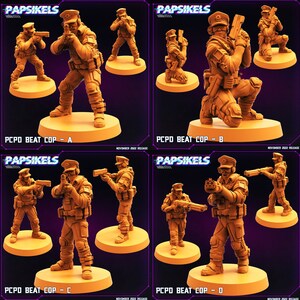 3D Printed Papsikels Cyberpunk Sci-Fi Pcpd Beat Cop Set - 28mm 32mm