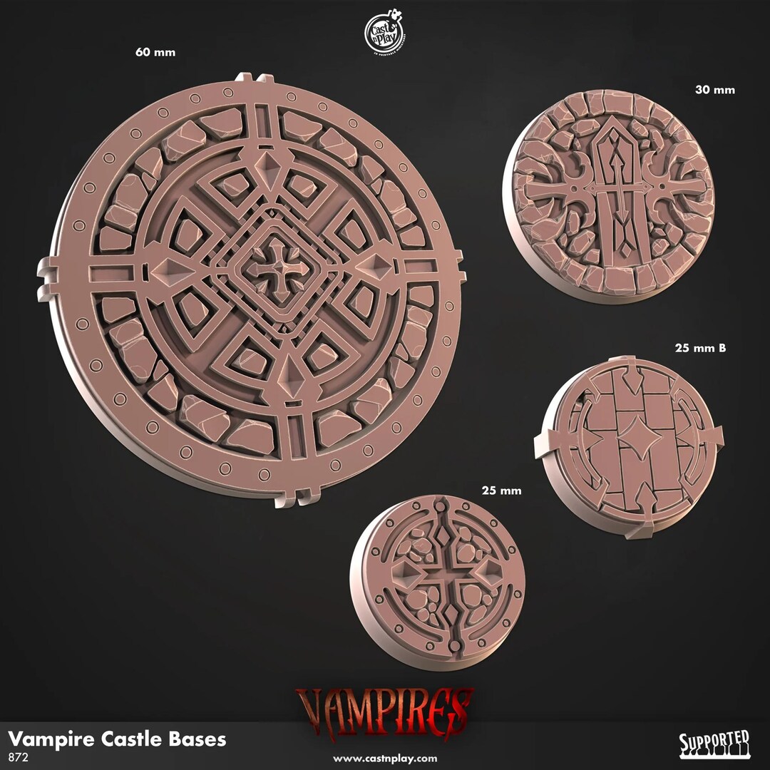 3D Printed Cast N Play Vampire Castle Bases Vampires Set 28mm 32mm D&D ...