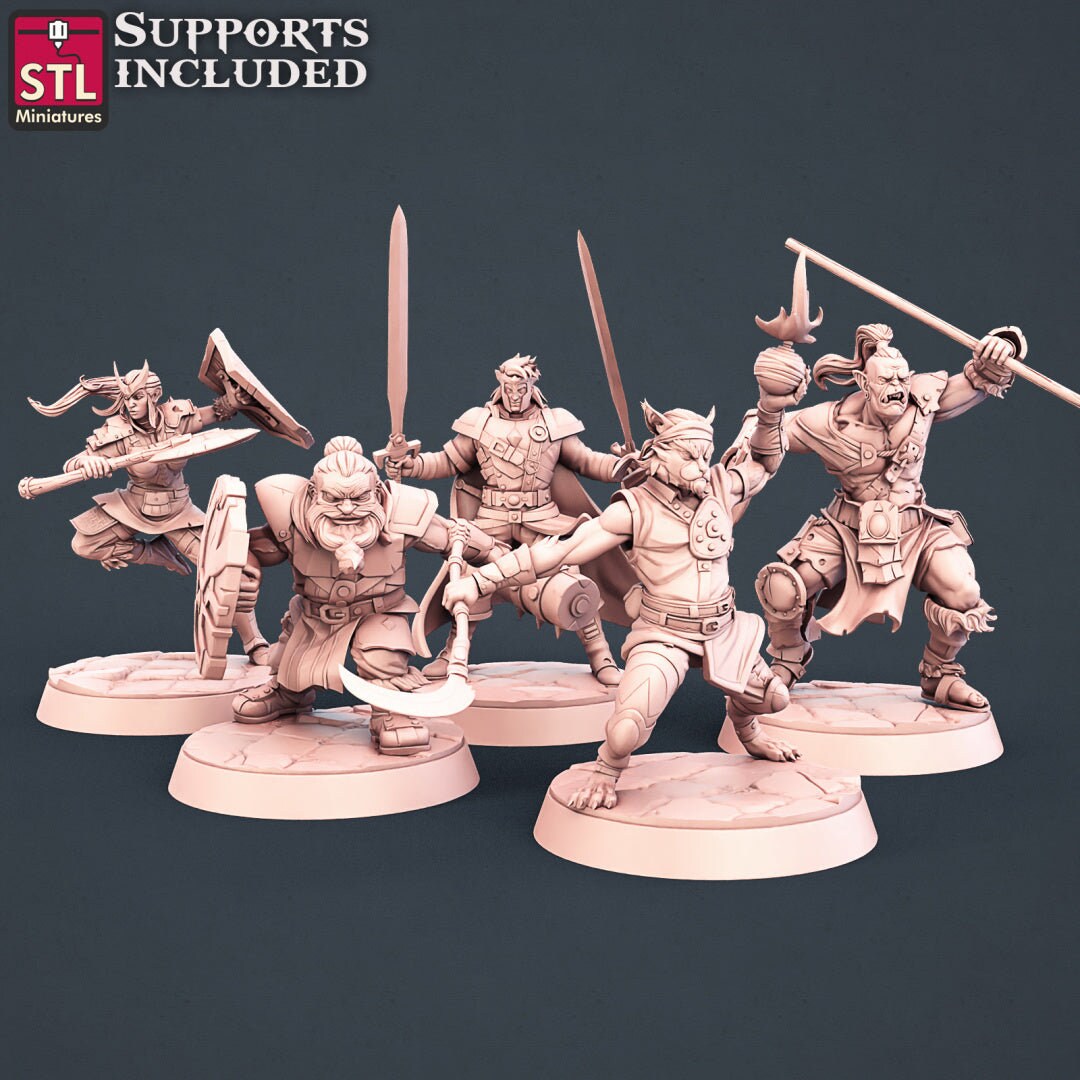 3D Printed STL Miniatures Warriors Set 28 - 32mm War Gaming D&amp;D - Etsy