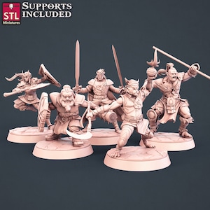 3D Printed STL Miniatures Warriors Set 28 - 32mm War Gaming D&D
