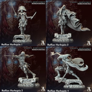 3D Printed Archvillain Games Circus Grotesque - Serenissima Ruffian Harlequin 28 32mm D&D