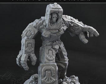 3D Printed Print Your Monsters Rock Golem - Total Golems 28mm