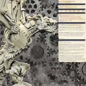 3D Printed Bestiary Vol. 4 Nafarrate - Clockwork Dragon 32mm Ragnarok D&D