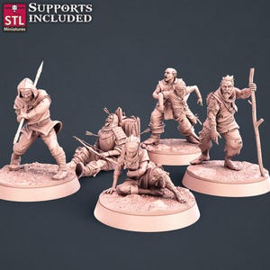 3D Printed STL Miniatures Injured Villagers Set 28 - 32mm War Gaming D&D