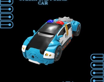 3D Printed Cyberglow City Kickstarter Cyberpunk Police Car Charming Terrain Papsikels | 28 or 32 mm |  dnd | Shadowrun