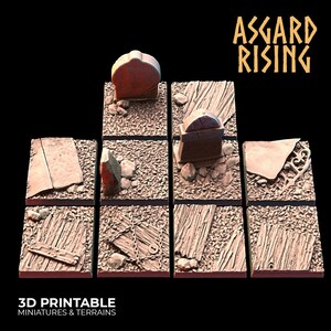 3D Printed Asgard Rising Graveyard Square Base Set 25 28 32 35mm D&D