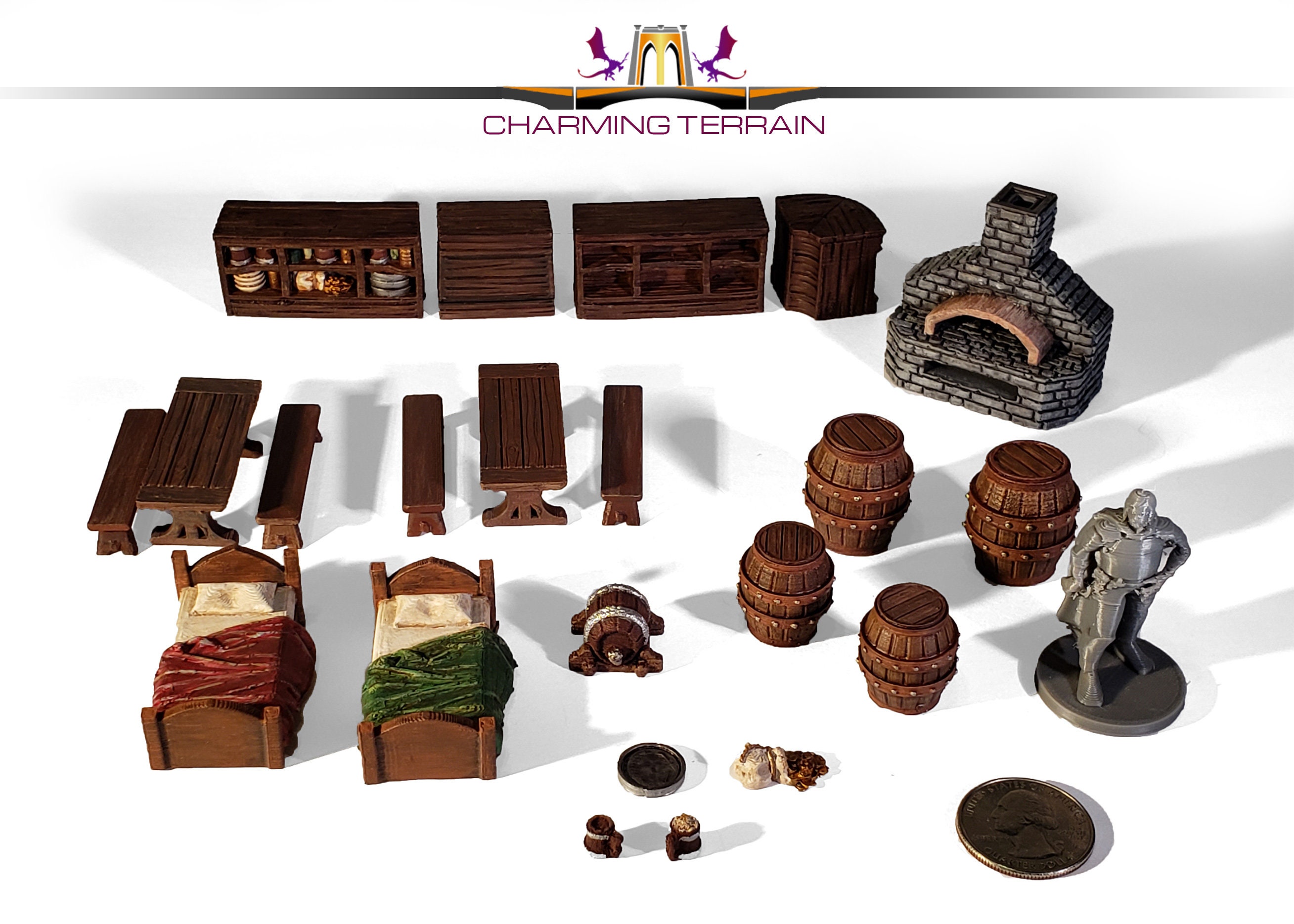 Hand-Painted DnD Miniature 22 Piece Tavern Bar Set tabletop | Etsy