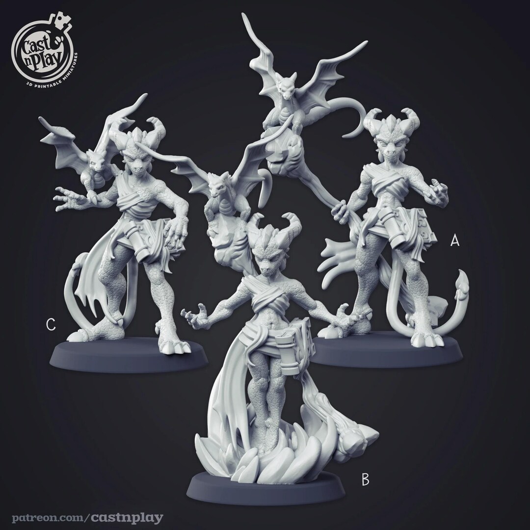 3D Printed Cast N Play Dragon Sorceress Wizards Guild Set 28mm 32mm D&D ...