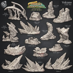 3D Printed Cast n Play Terrain Essentials Nature Volcano Terrain - Volcano Core Set 28mm 32mm D&D