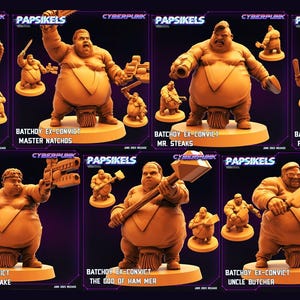3D-utskrivna Papsikel-figurer juni 2023 Cyberpunk Batchoy Ex-fånge-set 2023 28 mm 32 mm