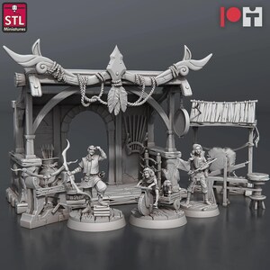 Set para fabricar flechas y arcos en miniaturas STL impresas en 3D de 28 a 32 mm para juegos de guerra D&D