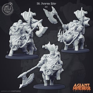 3D Printed Cast n Play Dwarven Rider Axe Set A Giant Mine Siege 28mm 32mm D&D