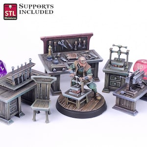 3D Printed STL Miniatures Bookbinder Set 28mm - 32mm War Gaming D&D