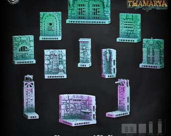 3D Printed Cast n Play Dungeon Walls Dungeons of Thamarya Set 28mm 32mm D&D