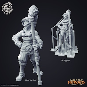 3D Printed Cast n Play Half Orc Female Monk 28mm 32mm D&D