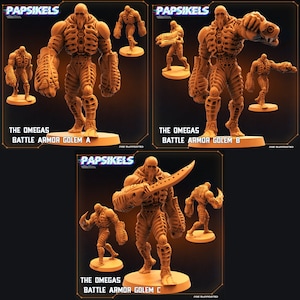 3D Printed Papsikels Cyberpunk Sci-Fi Omega Battle Armor Golem Set - 28mm 32mm