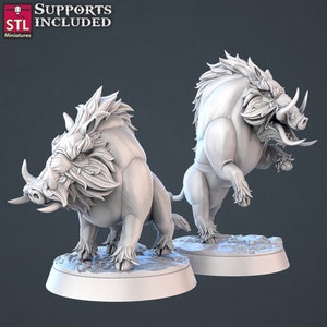 3D Gedruckte STL Miniaturen Wildschweine | 28 - 32 mm War Gaming D & D