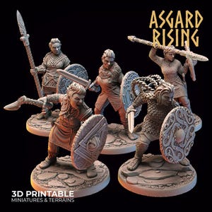3D Printed Asgard Rising Viking Shieldmaidens Set 1 Viking Shieldmaidens Sets 28 32 mm Wargaming DnD