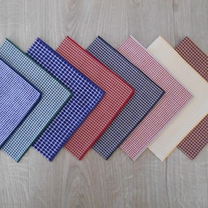 Mens/Ladies Handkerchief, Cotton Pocket Square - Gingham, Micro Check / Eco-friendly, Waste Free