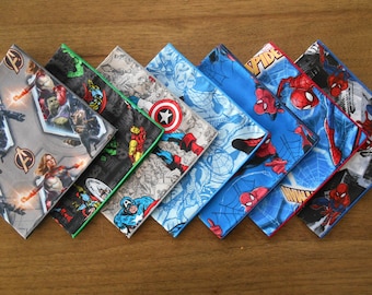 Handkerchief - Spiderman, Captain America, Marvel/ 100% Cotton Hankies / Pocket Square / Mens Children Boys Kids / Eco-friendly / Waste Free