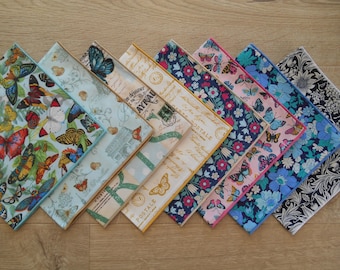Ladies Handkerchief - Peacocks, Paris, Butterflies, Flowers / Cotton Pocket Square / Eco-friendly - Waste Free