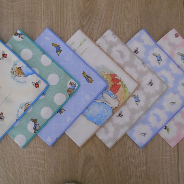 Handkerchief - Peter Rabbit, Beatrix Potter, Thumper - 100% Cotton Pocket Square / Children Baby Kids Boys Girls / Eco-friendly / Waste Free