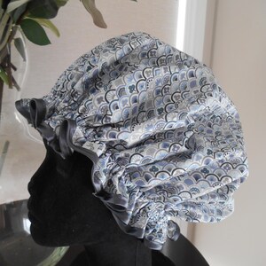 Liberty Fabric Shower Cap Waterproof Nylon Lining - Many Designs, Tresco, Lodden, Betsy, Strawberry Thief Prosperity Silver