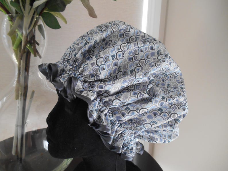 Liberty Fabric Shower Cap Waterproof Nylon Lining - Many Designs, Tresco, Lodden, Betsy, Strawberry Thief Prosperity Silver