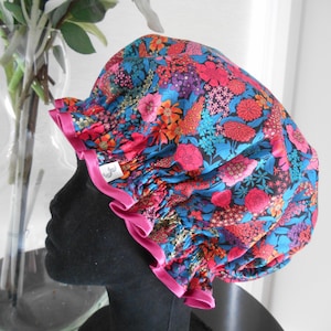 Cuffia da doccia Liberty Fabric con fodera in nylon impermeabile - Ciara, Ianthe, Danjo, Poppy & Daisy, Margaret Annie Ciara Pink/Black