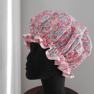 Liberty Fabric Shower Cap Waterproof Nylon Lining - Many Designs, Tresco, Lodden, Betsy, Strawberry Thief Wiltshire Pink