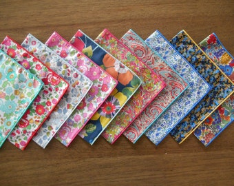 Liberty London Handkerchief,  Floral Cotton Pocket Square - Betsy, Babylon, Anise, Julie Butterfly, Willow Rose - Eco-friendly