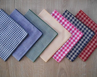 Mens & Ladies Handkerchief, Pocket Square - Gingham, Micro Check / 100% Cotton / Mens, Ladies boys girls child / Eco-friendly, Waste Free