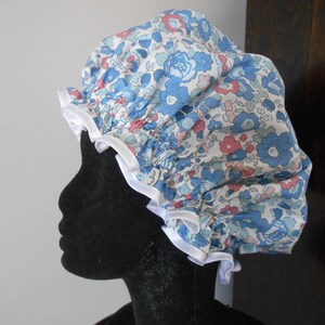 Liberty Fabric Shower Cap Waterproof Nylon Lining - Many Designs, Tresco, Lodden, Betsy, Strawberry Thief Betsy Blues