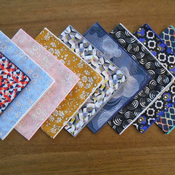 Men's Liberty Pocket Squares, Ladies Handkerchief - Capel, Ed, Confetti, Isa, Karter, Poppy's Patchwork, Ottoman - Eco Friendly / Waste Free