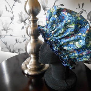 Liberty Fabric Shower Cap Waterproof Nylon Lining - Many Designs, Tresco, Lodden, Betsy, Strawberry Thief StrawberryThief Navy